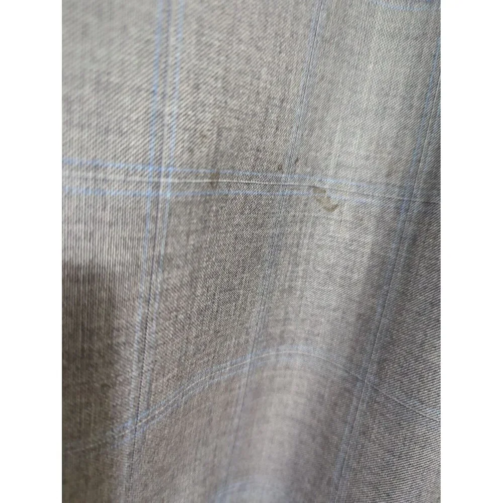 Hart Schaffner Marx Gold Trumpeter Men Gray Glen Plaid Worsted Wool Suit 48L 42W